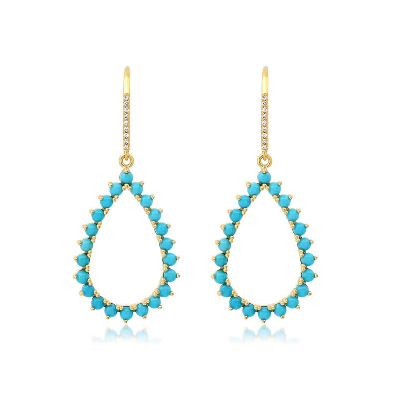 3-Prong Turquoise Open Teardrop Earrings