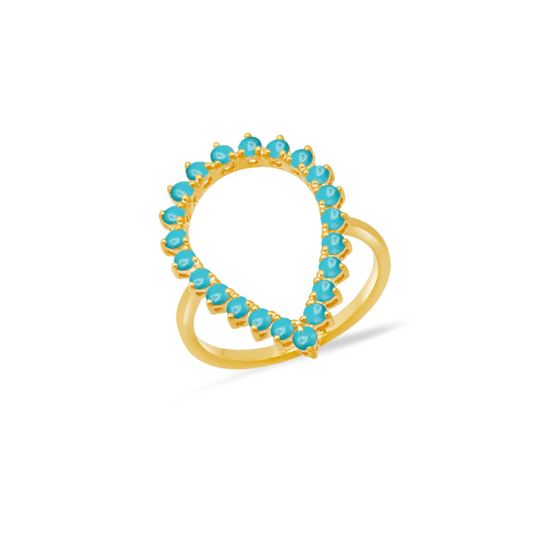 3-Prong Turquoise Open Teardrop Ring - Image 2