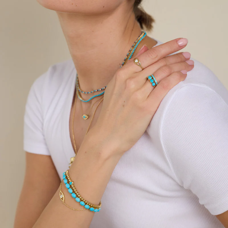 Oval Cut Turquoise Tennis Bracelet - Image 3