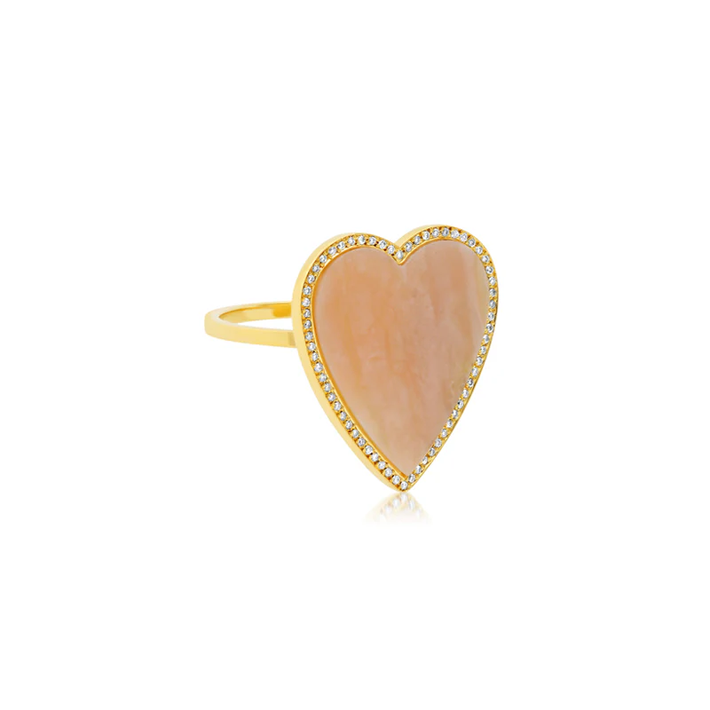 Pink Opal Inlay Heart Ring with Diamonds - Image 2