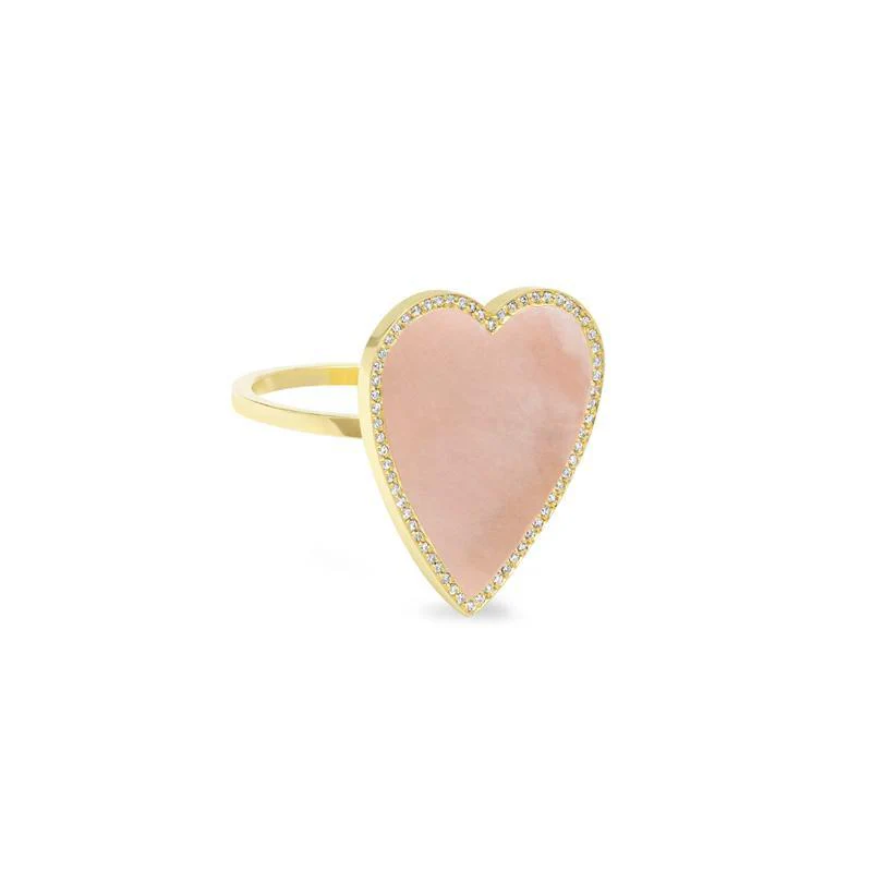 Pink Opal Inlay Heart Ring with Diamonds - Image 3