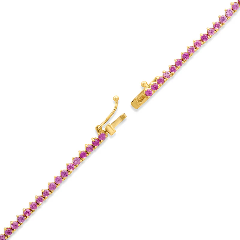 3-Prong Pink Sapphire Tennis Necklace - Image 4