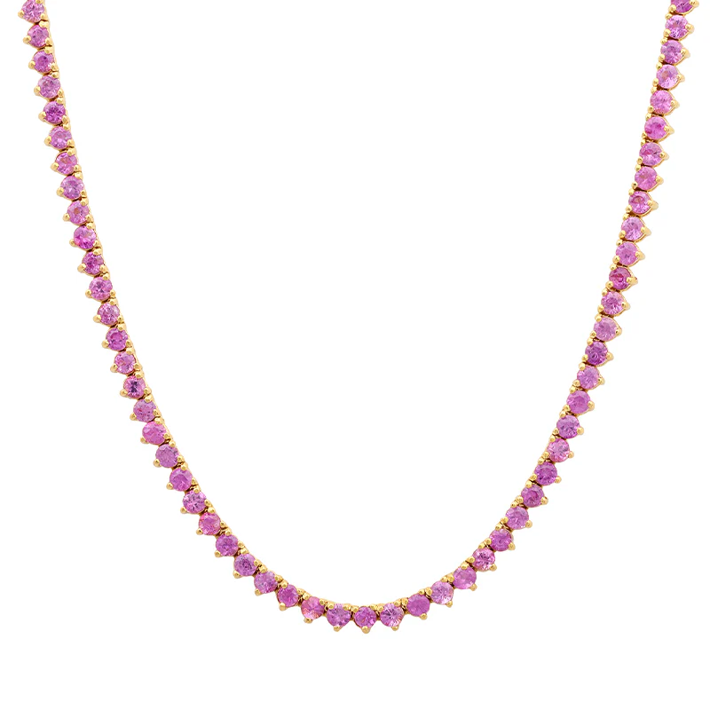 3-Prong Pink Sapphire Tennis Necklace - Image 6