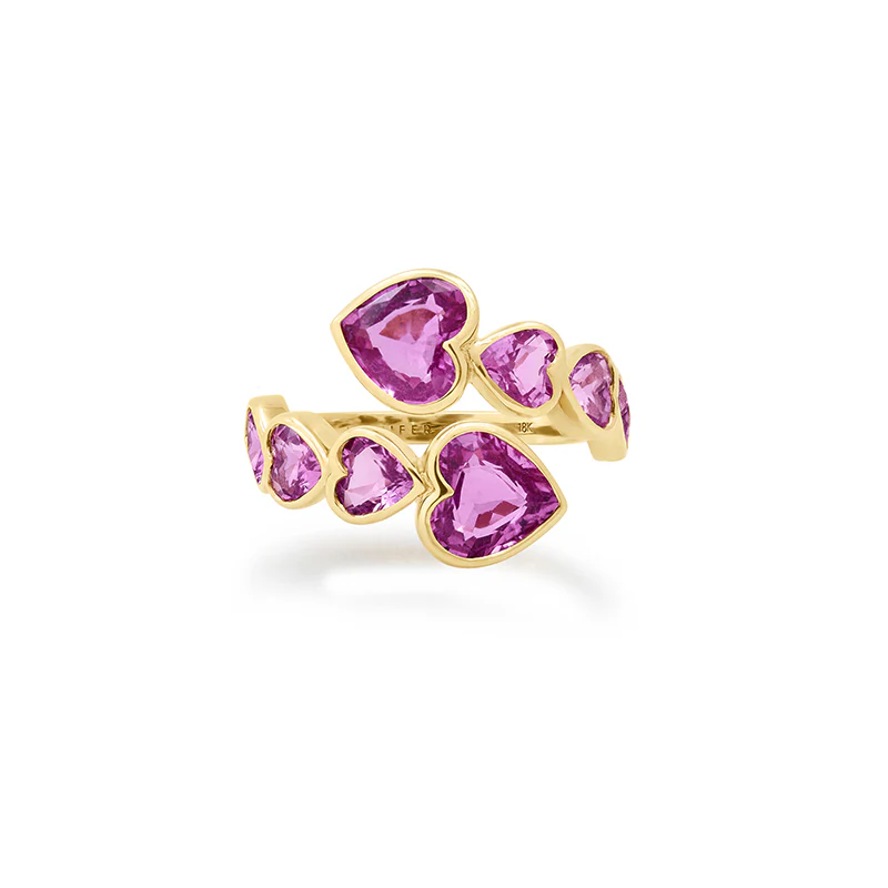 Pink Sapphire Heart Wrap Ring - Image 2