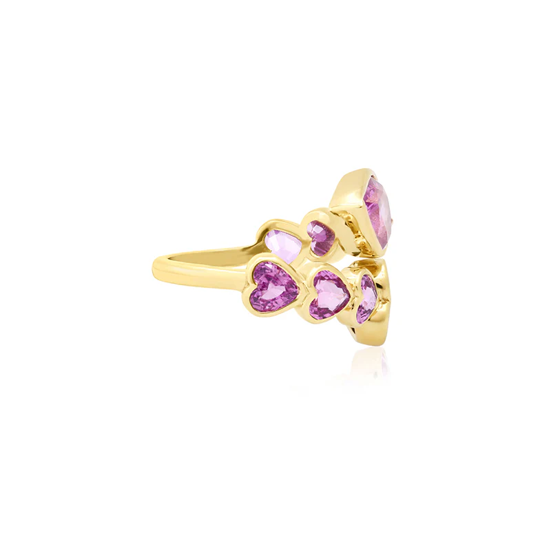 Pink Sapphire Heart Wrap Ring - Image 3
