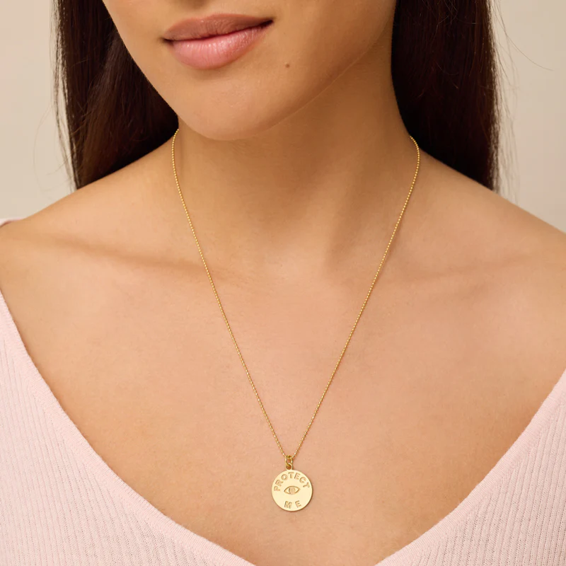 Protect Me & Evil Eye Sentiment Pendant Necklace - Image 3