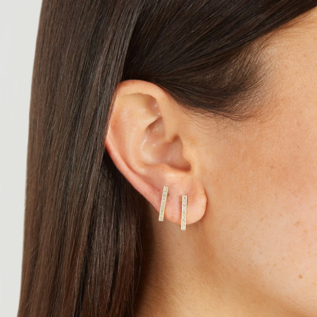 Single Diamond Long Bar Stud - Image 3