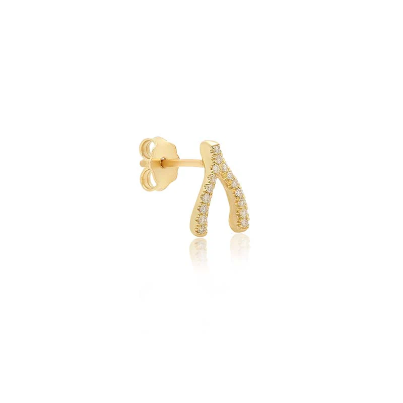 Single Diamond Mini Wishbone Stud - Image 2
