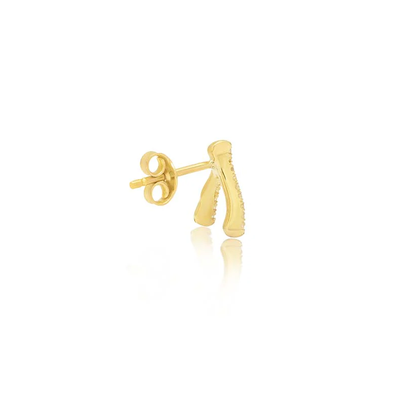 Single Diamond Mini Wishbone Stud - Image 3
