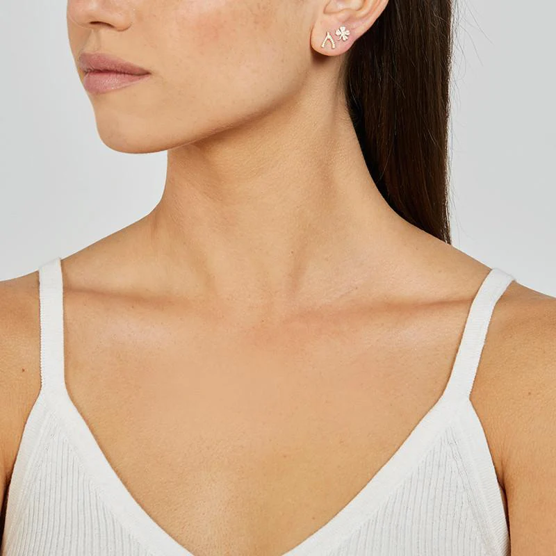 Single Diamond Mini Wishbone Stud - Image 4