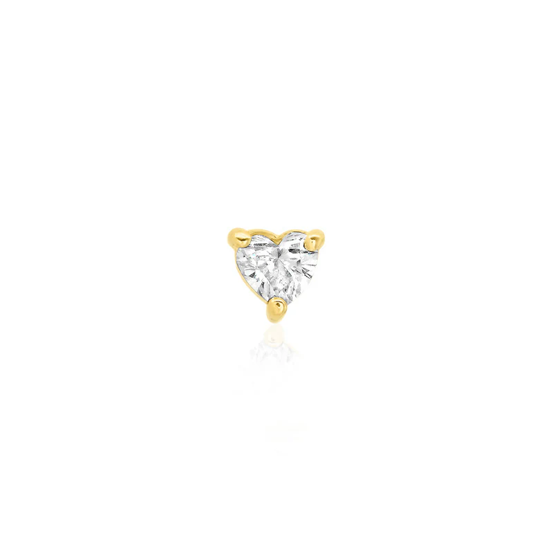 Single Heart-Cut Diamond Stud