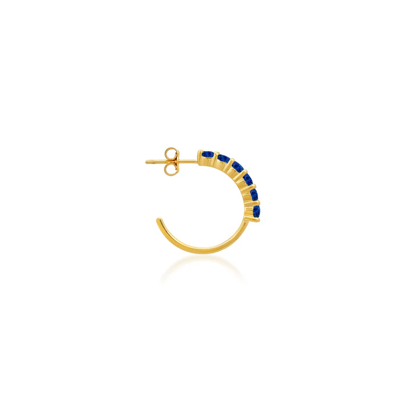 Small 4-Prong Blue Sapphire Hoops - Image 3