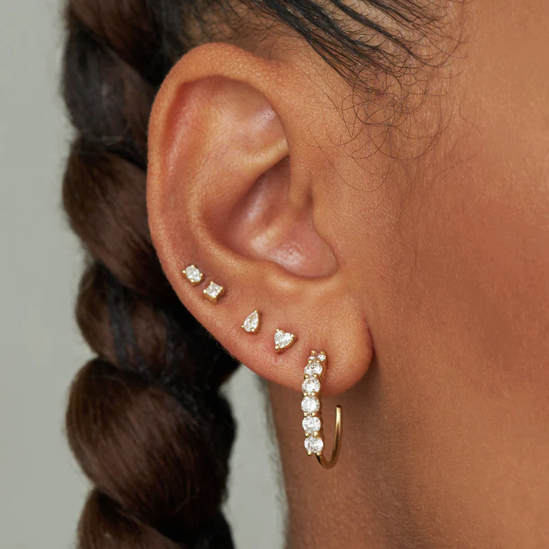 Small 4-Prong Diamond Hoops - Image 5