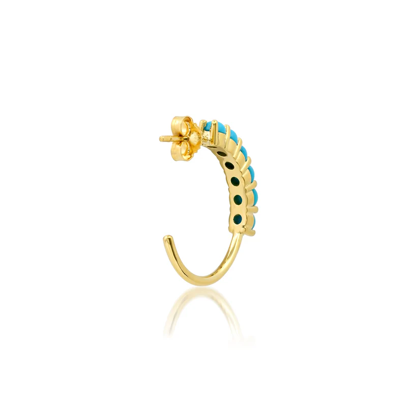 Small 4-Prong Turquoise Hoops - Image 4
