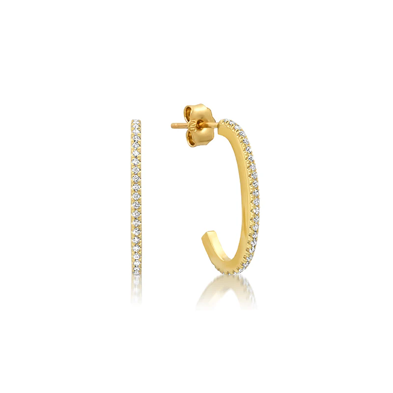 Small Diamond Elongated Edith Hoops - Image 2