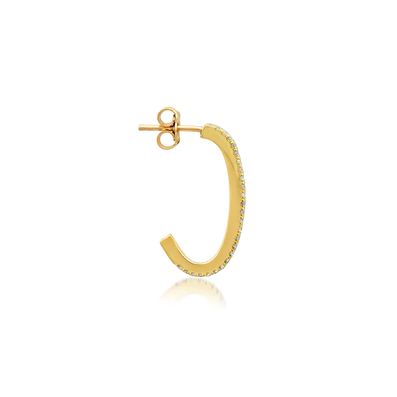Small Diamond Elongated Edith Hoops - Image 3