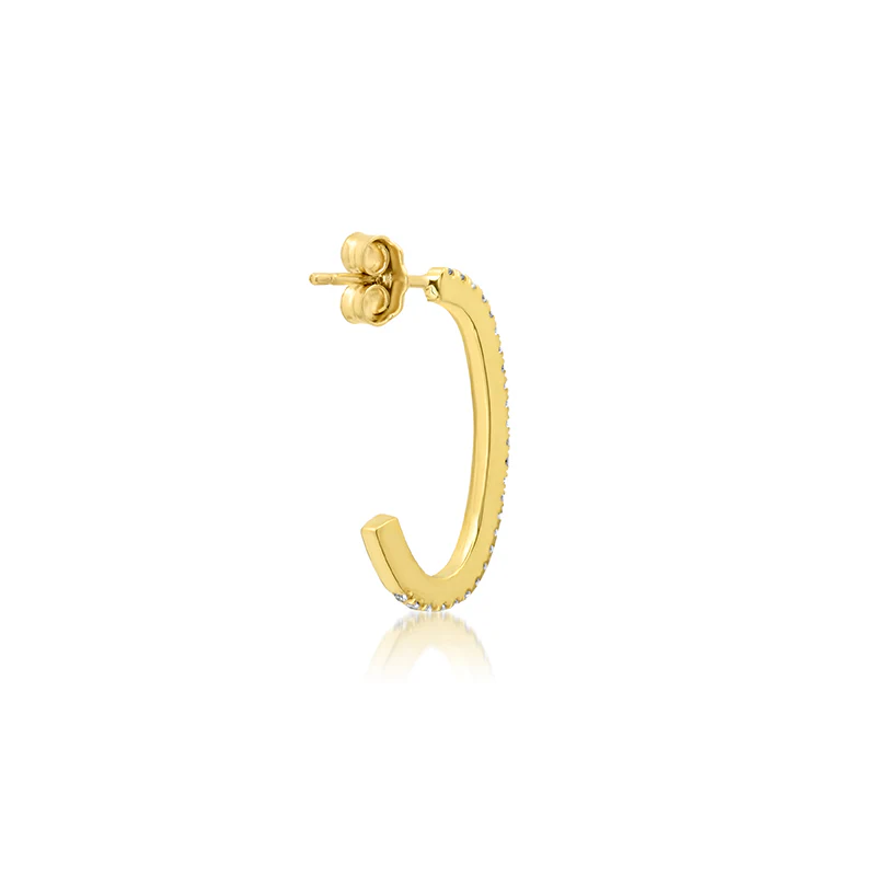 Small Diamond Elongated Edith Hoops - Image 4