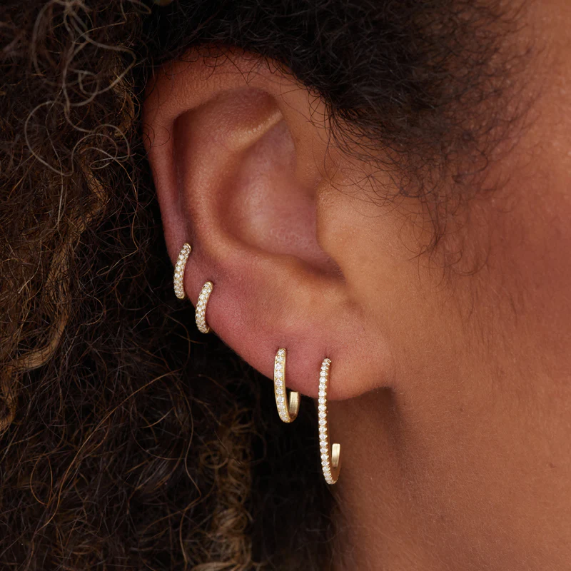 Small Diamond Elongated Edith Hoops - Image 5