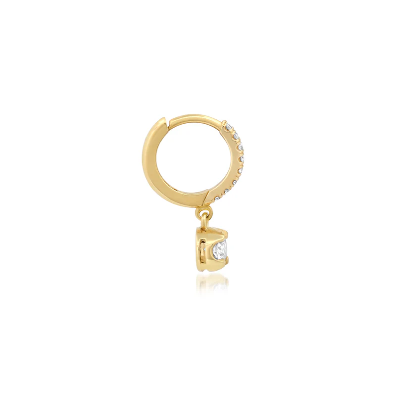 Small Diamond Huggies with Small Illusion Set Diamond Drop - Image 3