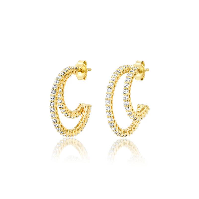 Small Diamond Double Hoops