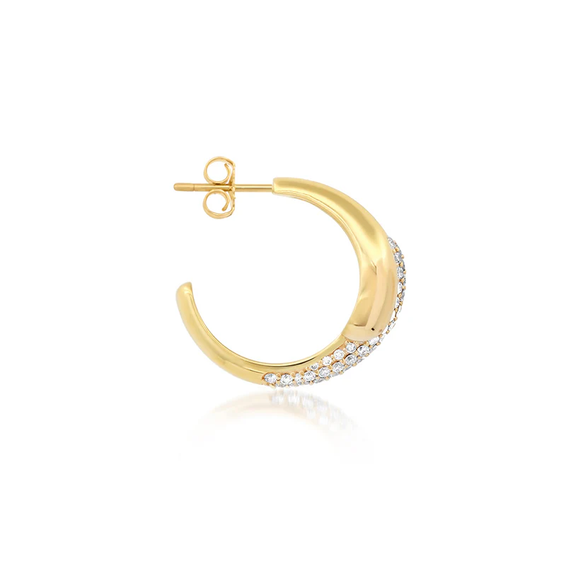 Small Double Dome Hoops with Diamond Accent - Image 3
