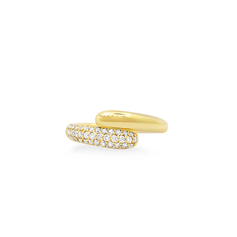 Small Double Dome Ring with Diamond Pave Accent - Image 2
