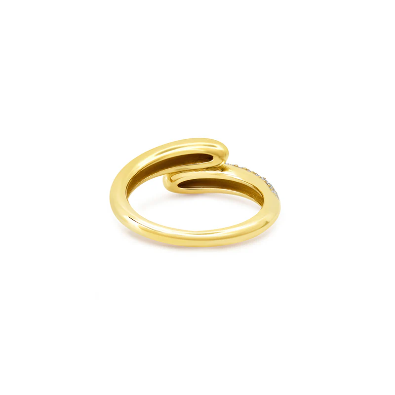 Small Double Dome Ring with Diamond Pave Accent - Image 4