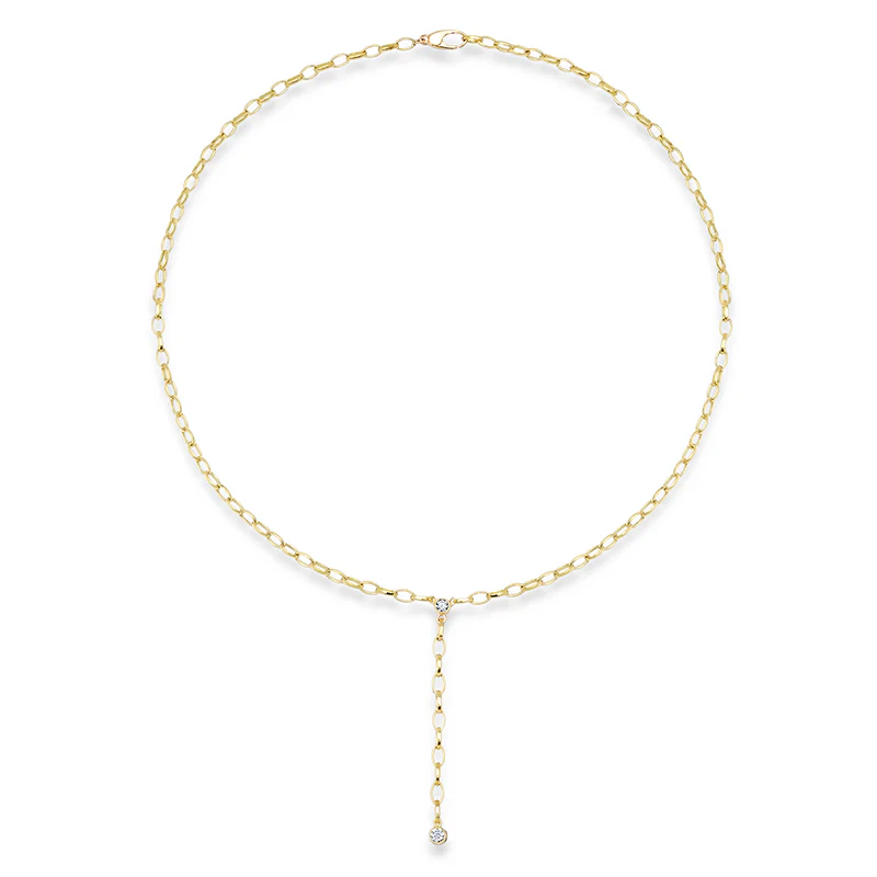 Small Edith Link Lariat with Diamond Detail - Image 2