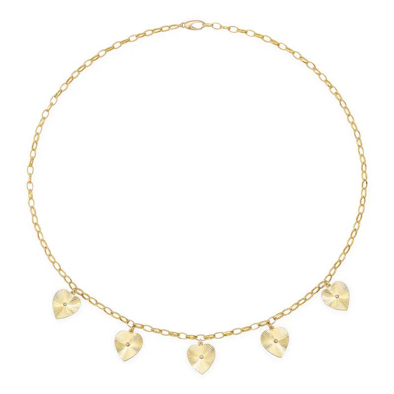 Small Edith Link Necklace with Mini 70s Heart Accents - Image 2
