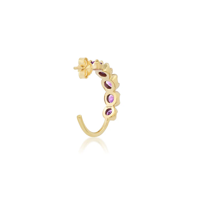 Small Graduated Amethyst Hoops - Image 4