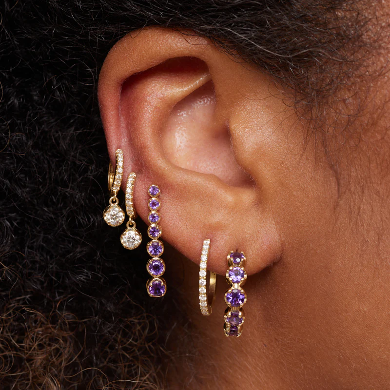 Small Graduated Amethyst Hoops - Image 5