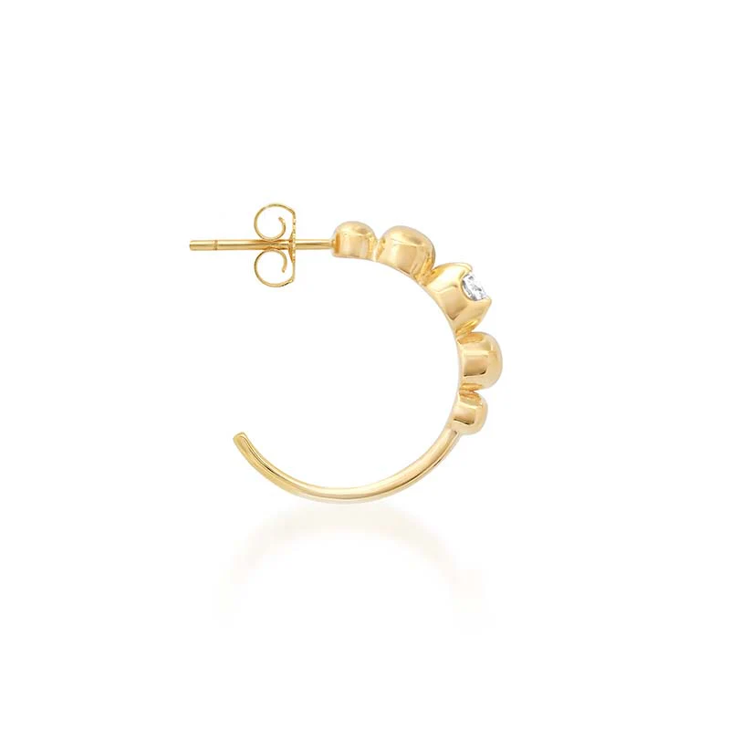Small Graduated Bezel Hoops with Illusion Set Diamond Accent - Image 3