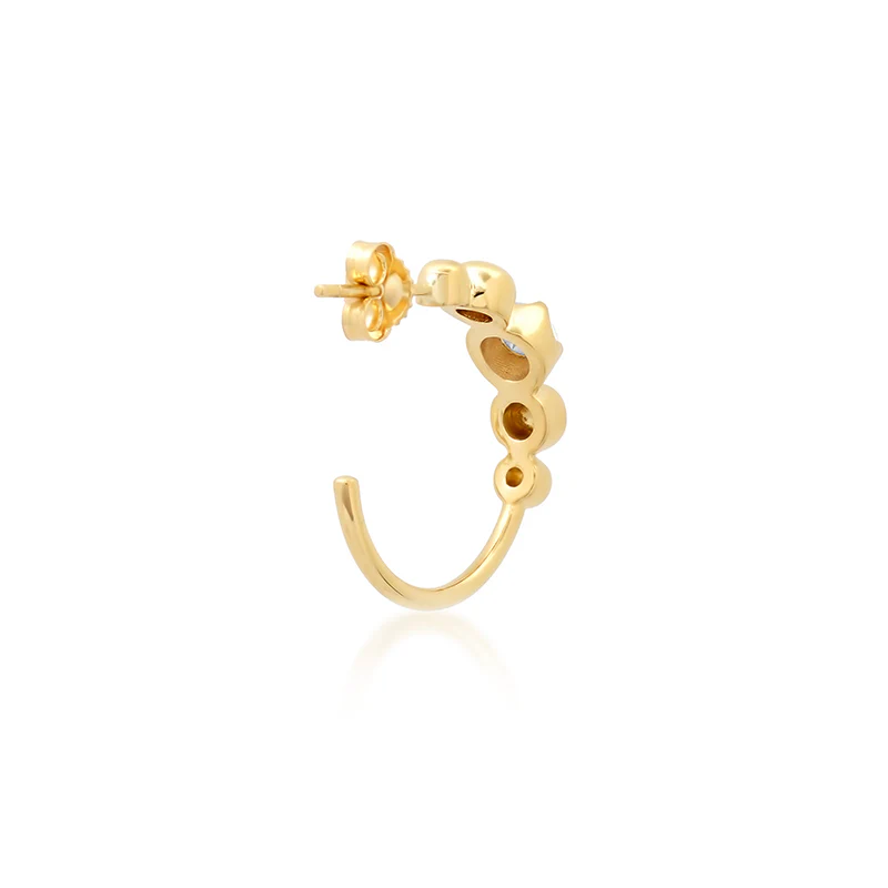 Small Graduated Bezel Hoops with Illusion Set Diamond Accent - Image 4