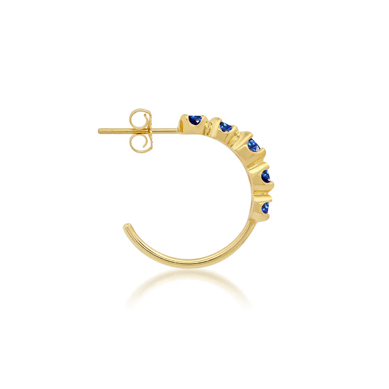 Small Blue Sapphire Graduated Hoops - Image 3