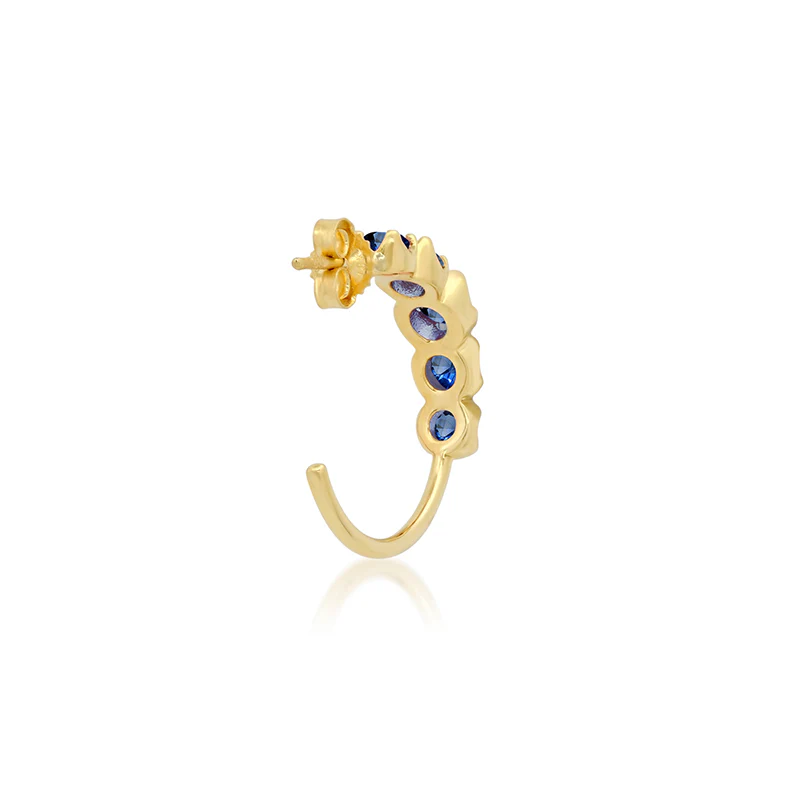 Small Blue Sapphire Graduated Hoops - Image 4
