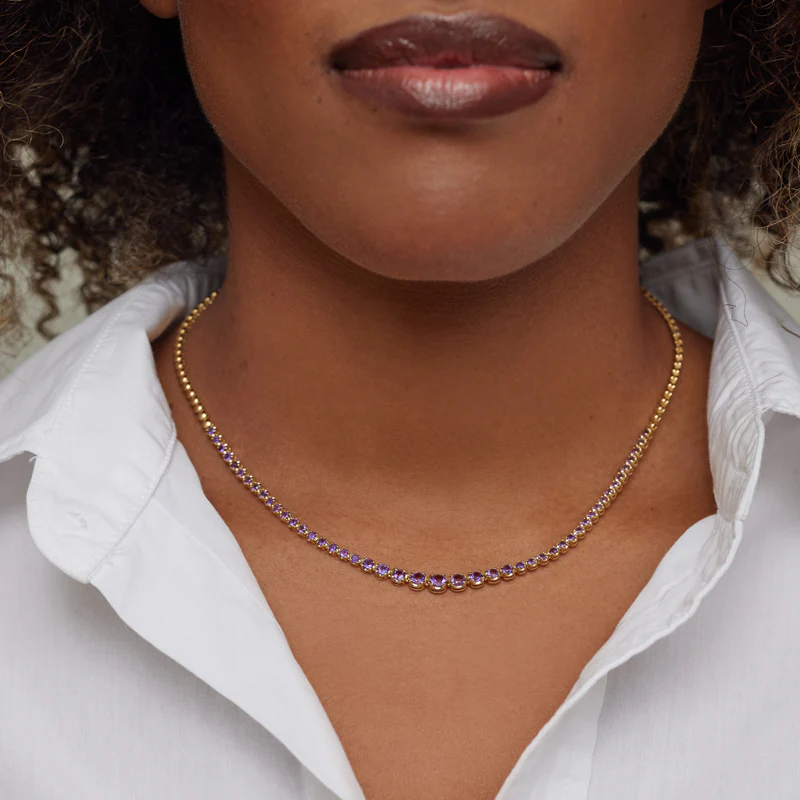 Graduated Amethyst Tennis Necklace - Image 5