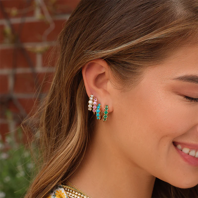 Small Graduated Turquoise Hoops - Image 5