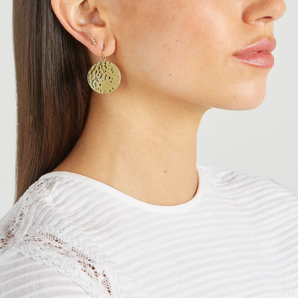 Small Hammered Disc Earrings - Image 4