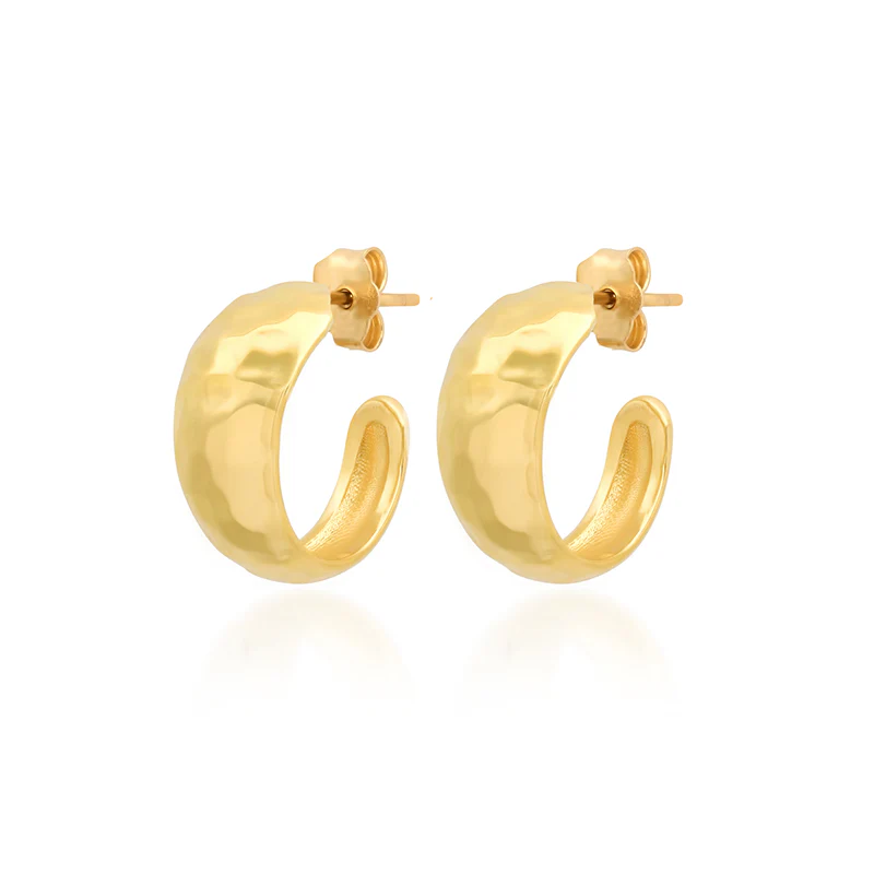 Small Hammered Tapered Hoops - Image 2
