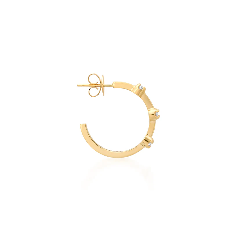 Small Hoops with 3 Illusion Set Diamonds - Image 3