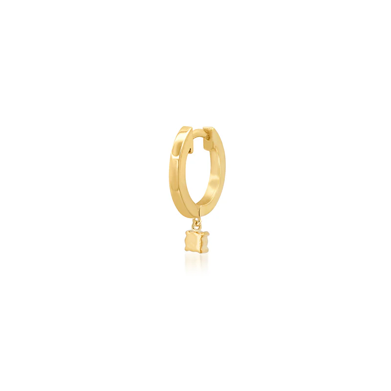 Small Huggies with 4-Prong Set Diamond Drop - Image 4