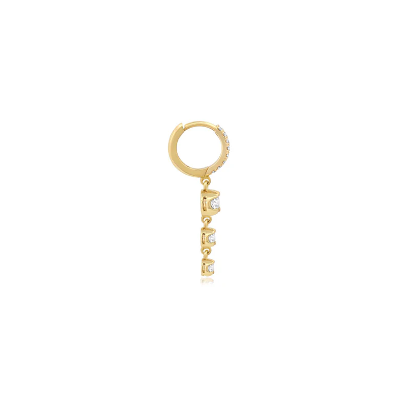 Small Diamond Huggies with Graduated Illusion Set Diamond Drop - Image 3