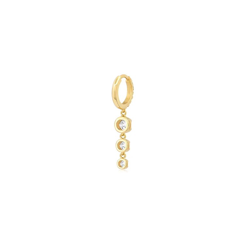 Small Diamond Huggies with Graduated Illusion Set Diamond Drop - Image 4