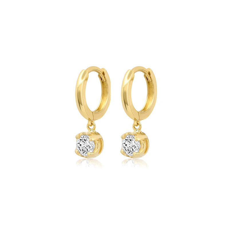 Small Huggies with Small Illusion Set Diamond Drop