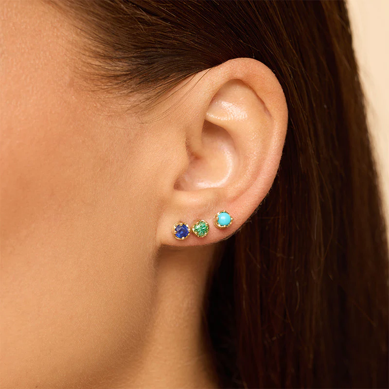 Small Illusion Set Emerald Studs - Image 4