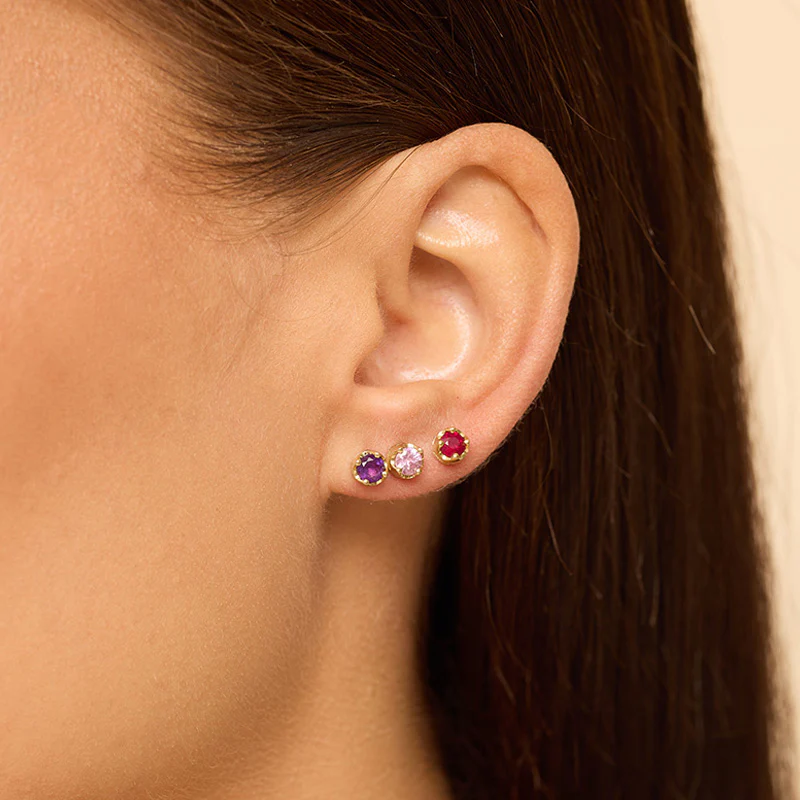 Small Illusion Set Pink Sapphire Studs - Image 4