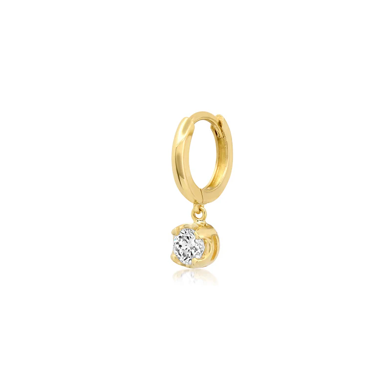 Single Small Huggie with Small Illusion Set Diamond Drop