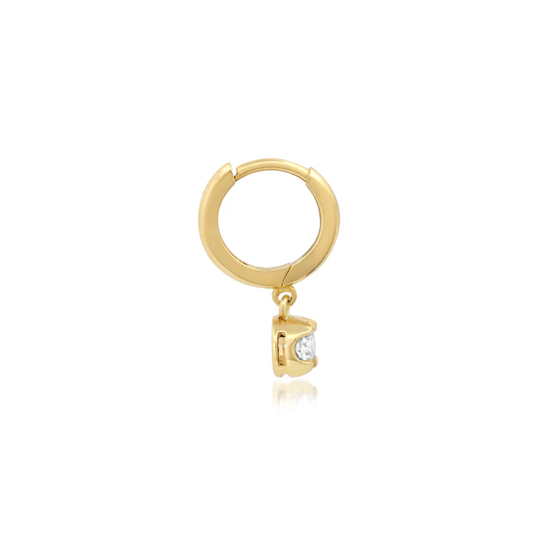Single Small Huggie with Small Illusion Set Diamond Drop - Image 2