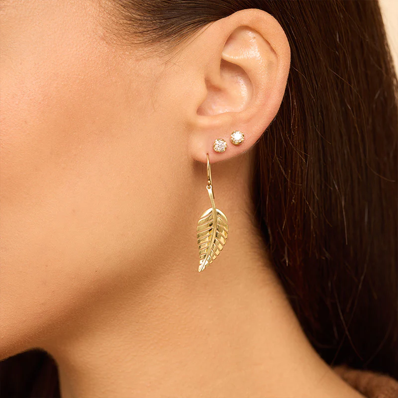 Small Leaf Drop Earrings - Image 4