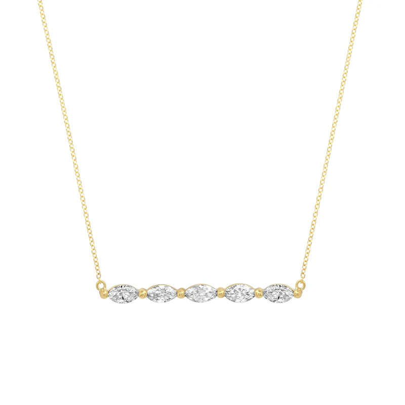 Small Marquise-Cut Diamond Bar Necklace